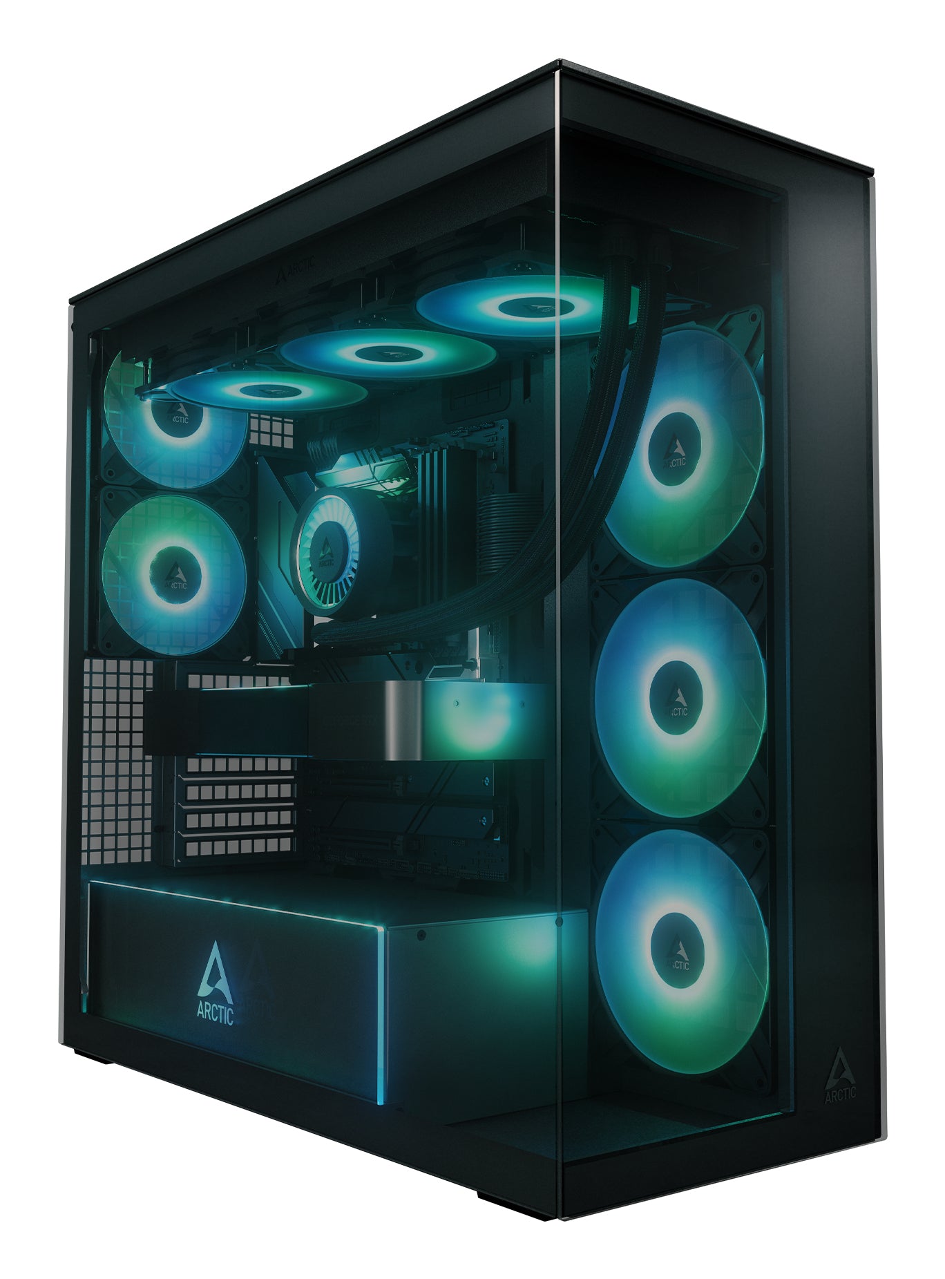 ARCTIC Xtender (Black) Case w/ Tinted Glass Side and Front, E-ATX, 5x ARGB Fans, ARGB PSU Shroud, Mesh Airflow, USB-C 10Gbps
