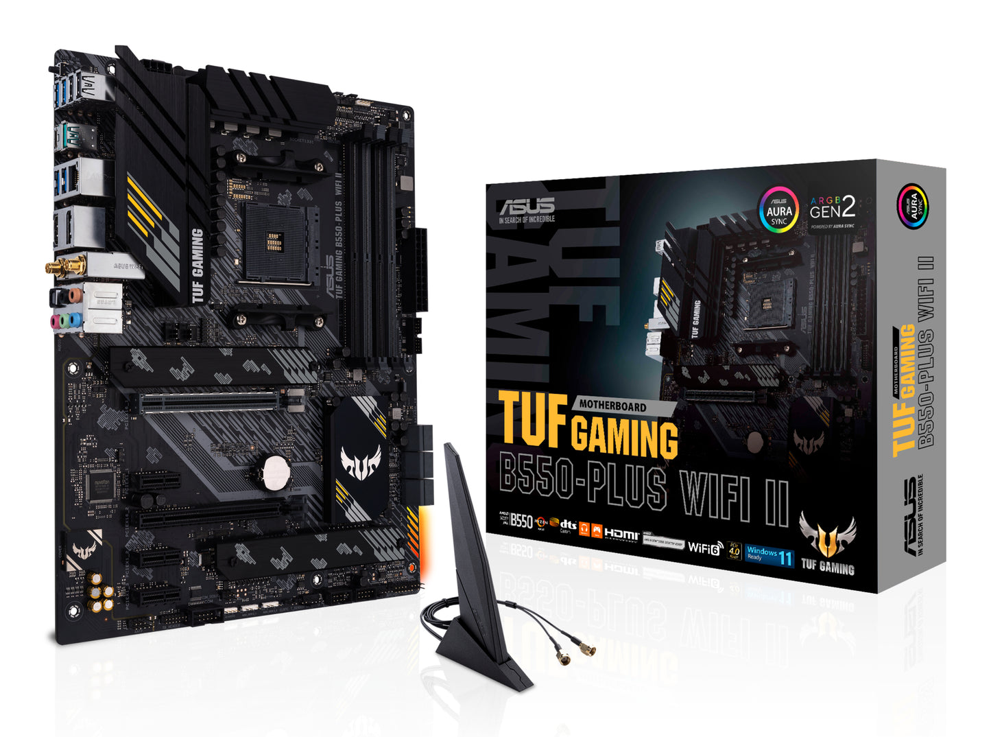 Asus TUF GAMING B550-PLUS WIFi II, AMD B550, AM4, ATX, 4 DDR4, HDMI, DP, AX Wi-Fi, 2.5GB LAN, RGB Lighting, M.2