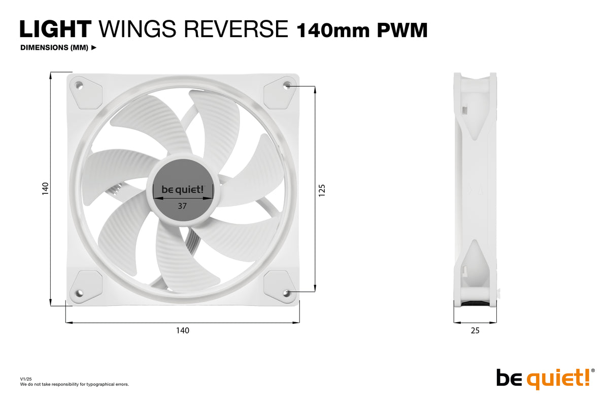 be quiet! Light Wings 140 mm PWM Reverse White Computer case Fan 14 cm, image 6