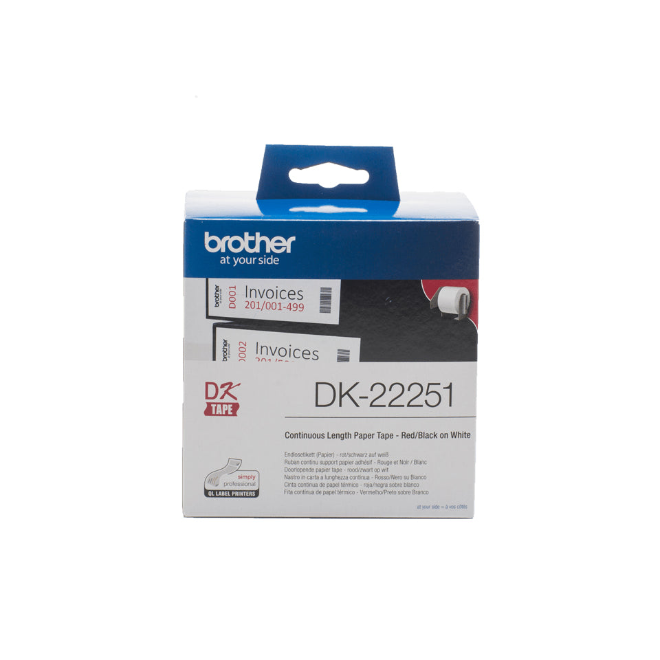 Brother DK-22251 Black And Red on White Label Tape, 62mm x 15.24m, image 4