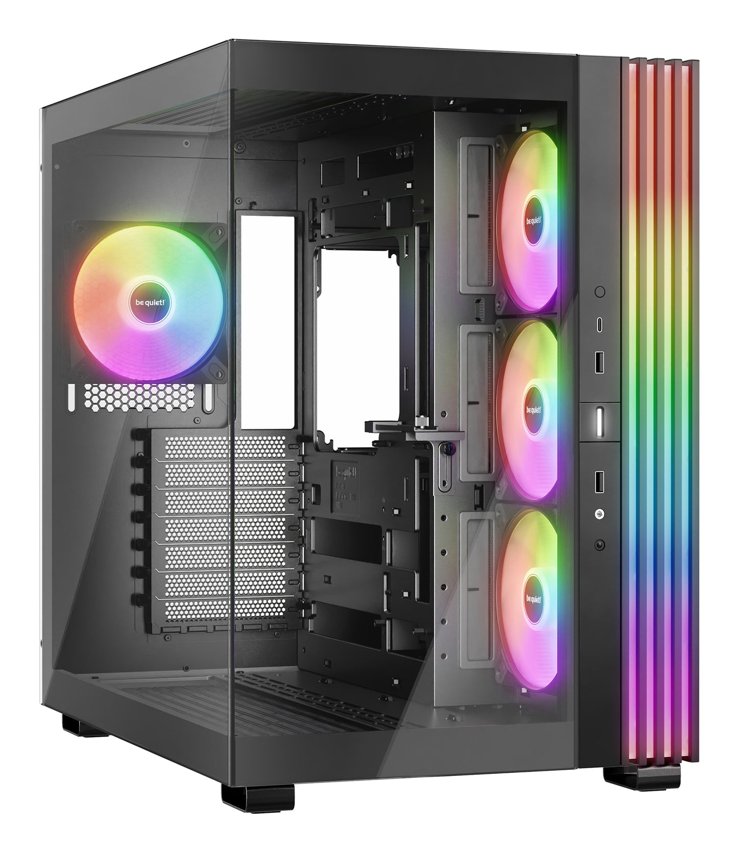 Be Quiet! Light Base 600 LX ARGB Gaming Case w/ Glass Front & Side, ATX, Invertible, 4x ARGB Fans, 1.33M ARGB Strip & Controller, USB-C, Asus BTF Compatible, Black