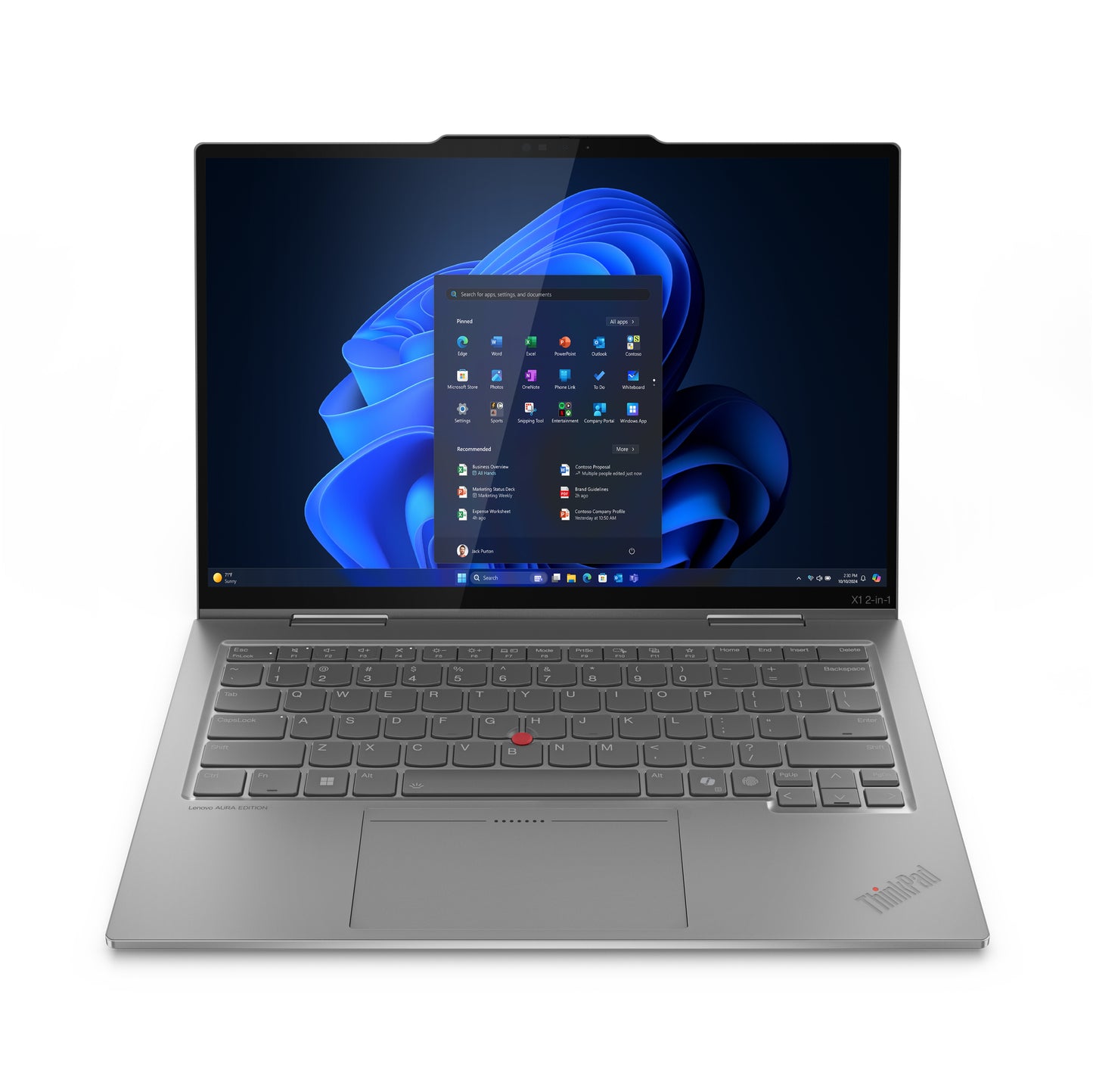 Lenovo ThinkPad X1 2-in-1 Gen 10 Aura Edition Intel Core Ultra 7 255U Hybrid (2-in-1) 35.6 cm (14") Touchscreen WUXGA 16 GB LPDDR5x-SDRAM 512 GB SSD Wi-Fi 6E (802.11ax) Windows 11 Pro UK English Grey