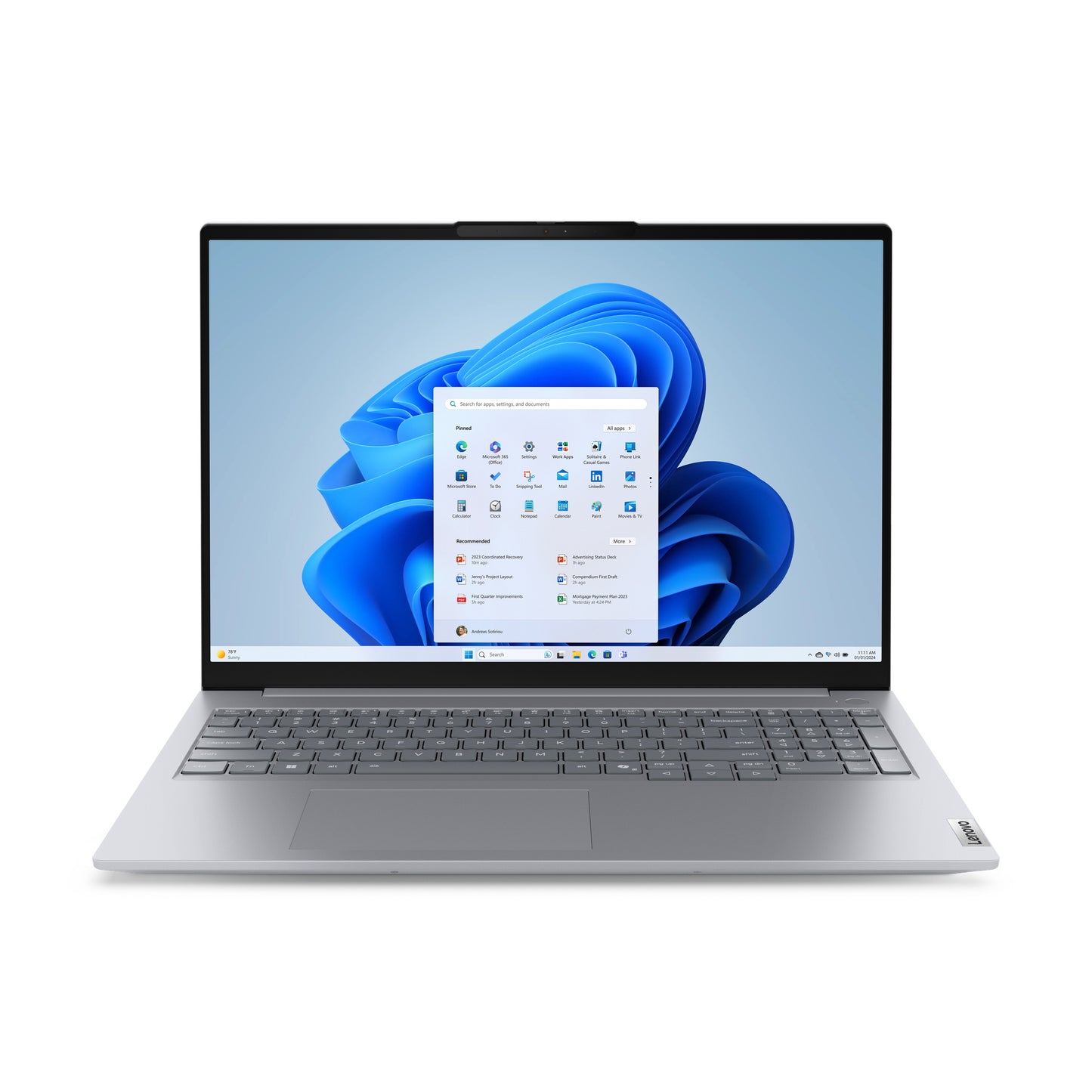Lenovo ThinkBook 16 G8 IAL Intel Core Ultra 7 255H Laptop 40.6 cm (16") WUXGA 16 GB DDR5-SDRAM 512 GB SSD Wi-Fi 6E (802.11ax) Windows 11 Pro English Grey