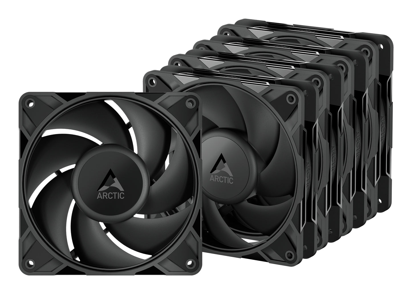 ARCTIC P12 Pro PST 120mm PWM Case Fans w/ Cable Splitters (5 Pack), Fluid Dynamic Bearing, 600-3000 RPM, Black