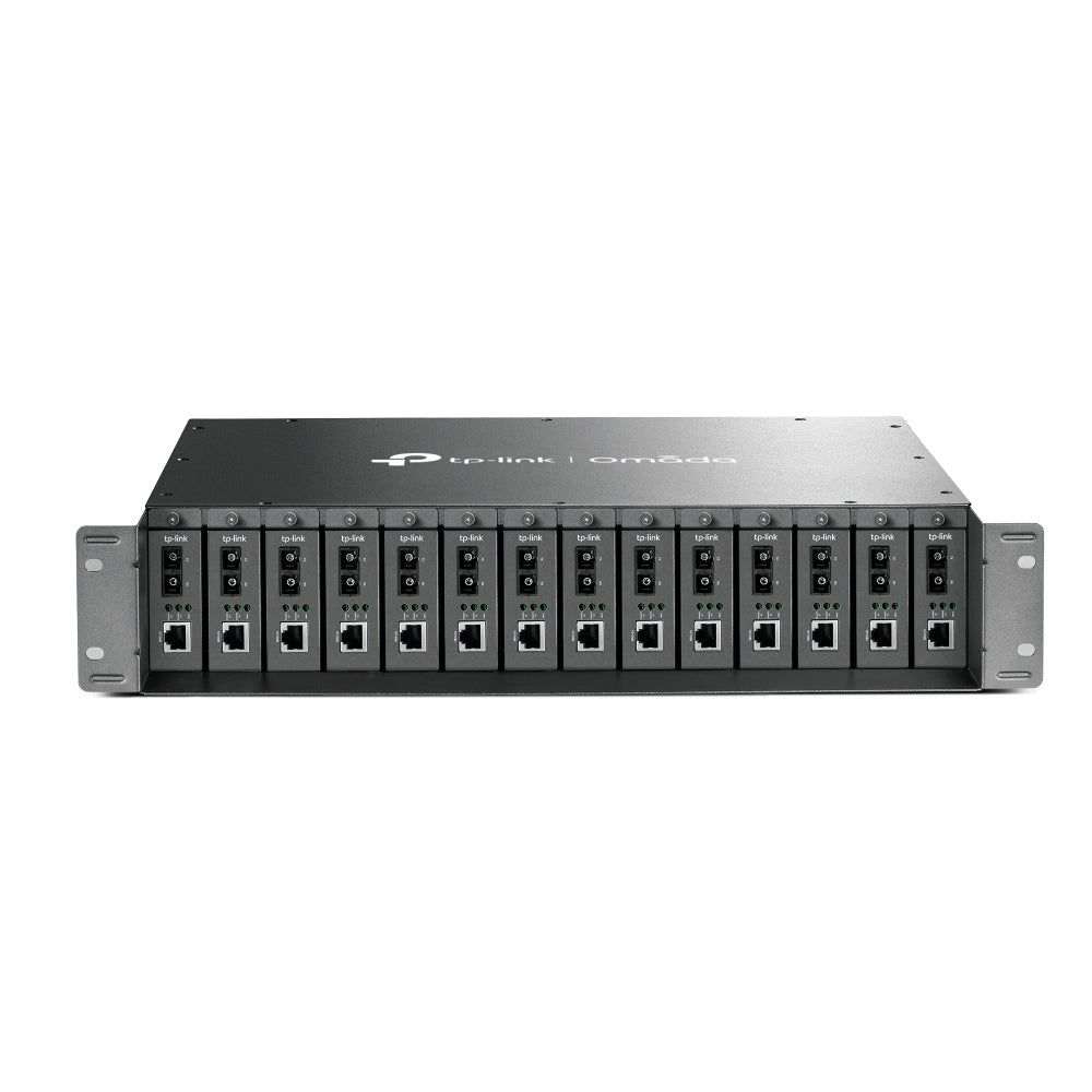 TP-LINK (MC1400) Omada 14-Slot Rackmount Chassis, 14 Bays for up to 14 Media Converters, Hot-Swappable, 2 Fans