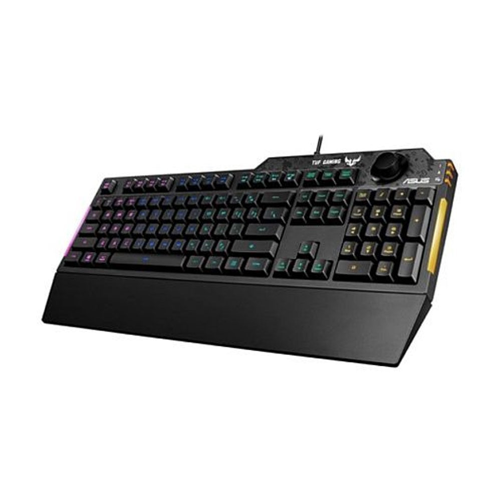 Asus TUF GAMING K1 RGB Keyboard with Volume Knob, 19-key Rollover, Side Light Bar & Armoury Crate, Spill Resistant, Detachable Wrist Rest