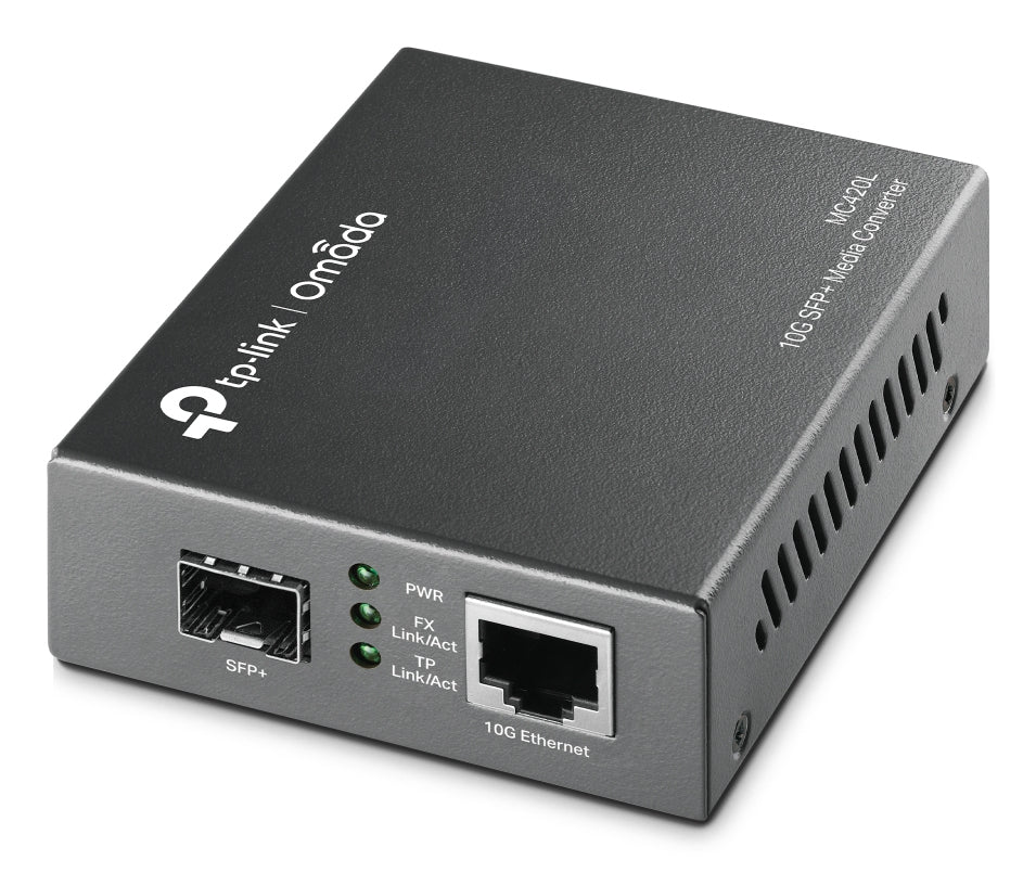 TP-LINK (MC420L) Omada 10G Multi-Gigabit SFP Media Converter, Auto-negotiation of Half-Duplex / Full-Duplex
