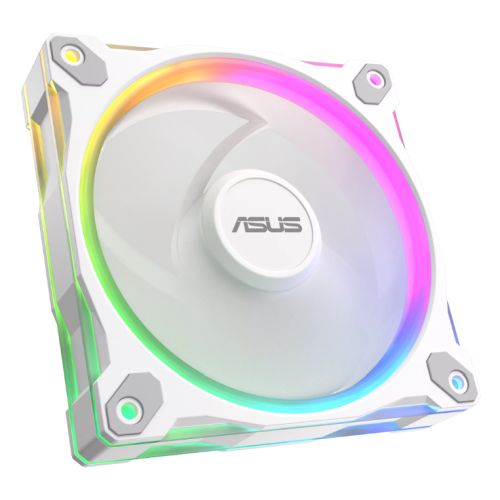 Asus Prime MR120 ARGB 12cm PWM Case Fan, Sleeve Bearing, 28mm Frame, Dual-Sided Lighting, 1600 RPM, White
