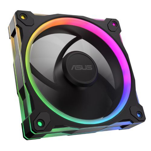 Asus Prime MR120 ARGB Reverse Blade 12cm PWM Case Fan, Sleeve Bearing, 28mm Frame, Dual-Sided Lighting, 1600 RPM, Black