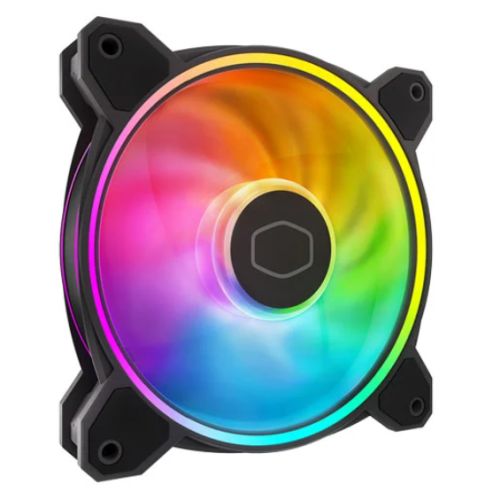 Cooler Master MasterFan MF120 Halo2 ARGB PWM 120mm Case Fan, Dual Loop Lighting, 0-2050 RPM, Rifle Bearing, Black