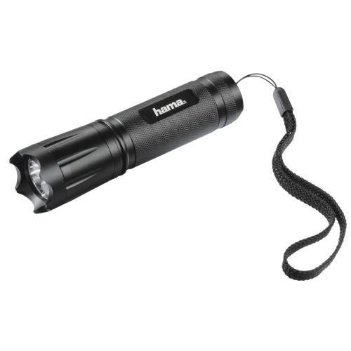 Hama (Classic C-118) 100 Lumen LED Torch, 110m Range, IP54 Splash/Dust Proof, Black