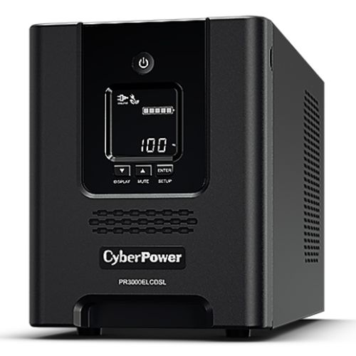 CyberPower 3000VA Line Interactive Tower Pro UPS, 2700W, LCD Display, 9x IEC, AVR Energy Saving, Hot-Swap Batteries