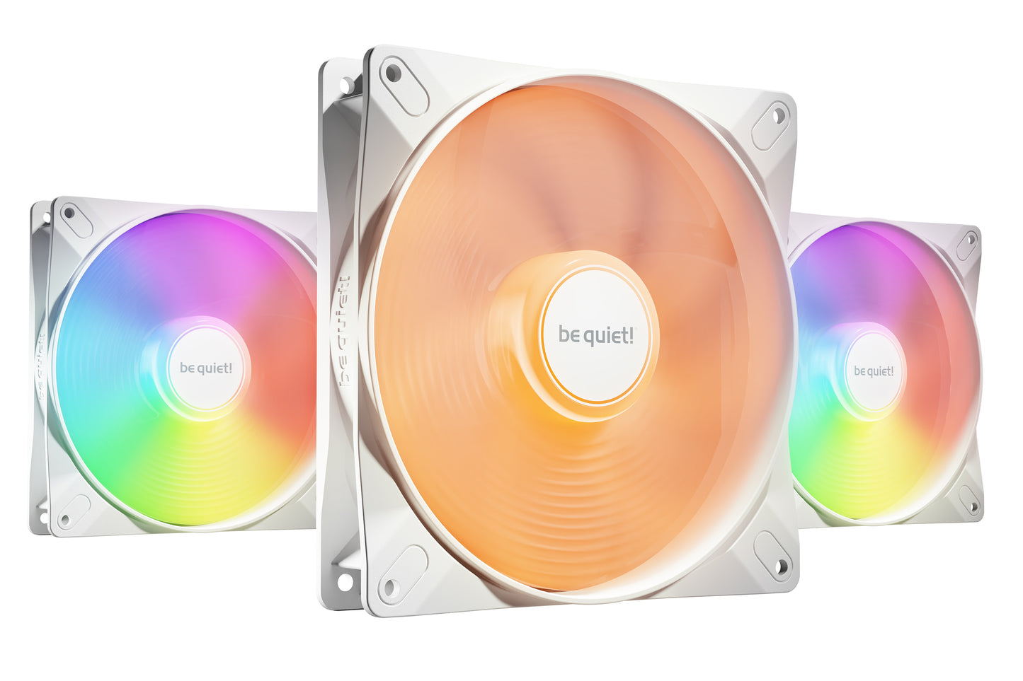Be Quiet! (BL131) Light Wings LX 140mm PWM High-Speed ARGB Case Fans (3 Pack), Rifle Bearing, Impeller w/ 16 LEDs, Daisy-Chain, Up to 1800 RPM, White