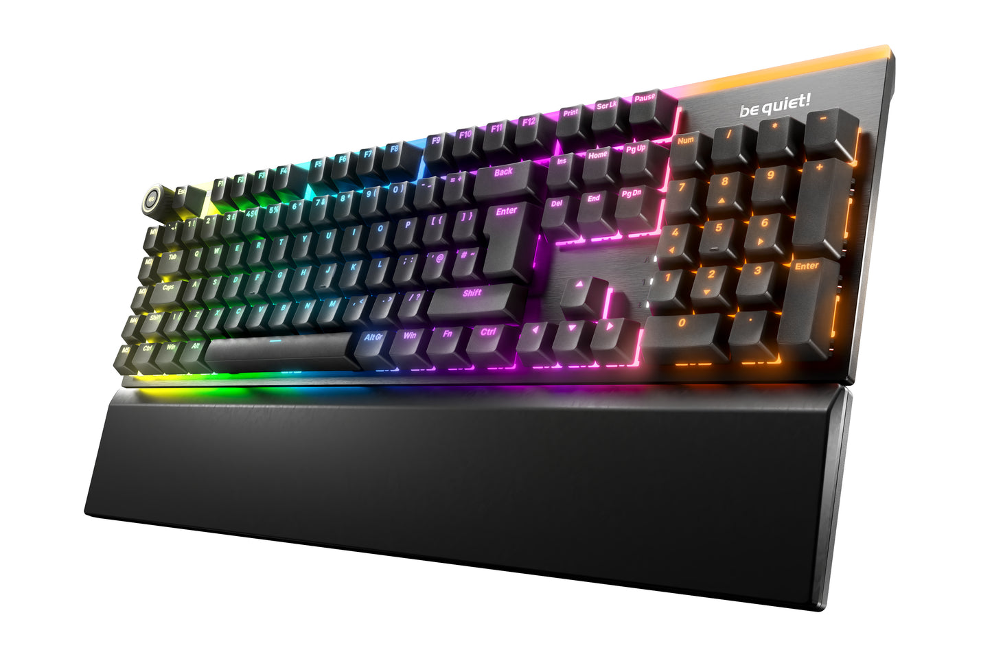 Be Quiet! Light Mount Silent Linear RGB Mechanical Keyboard, 3D Media Wheel, 5 Macro Keys, Sound-Proofing, Black