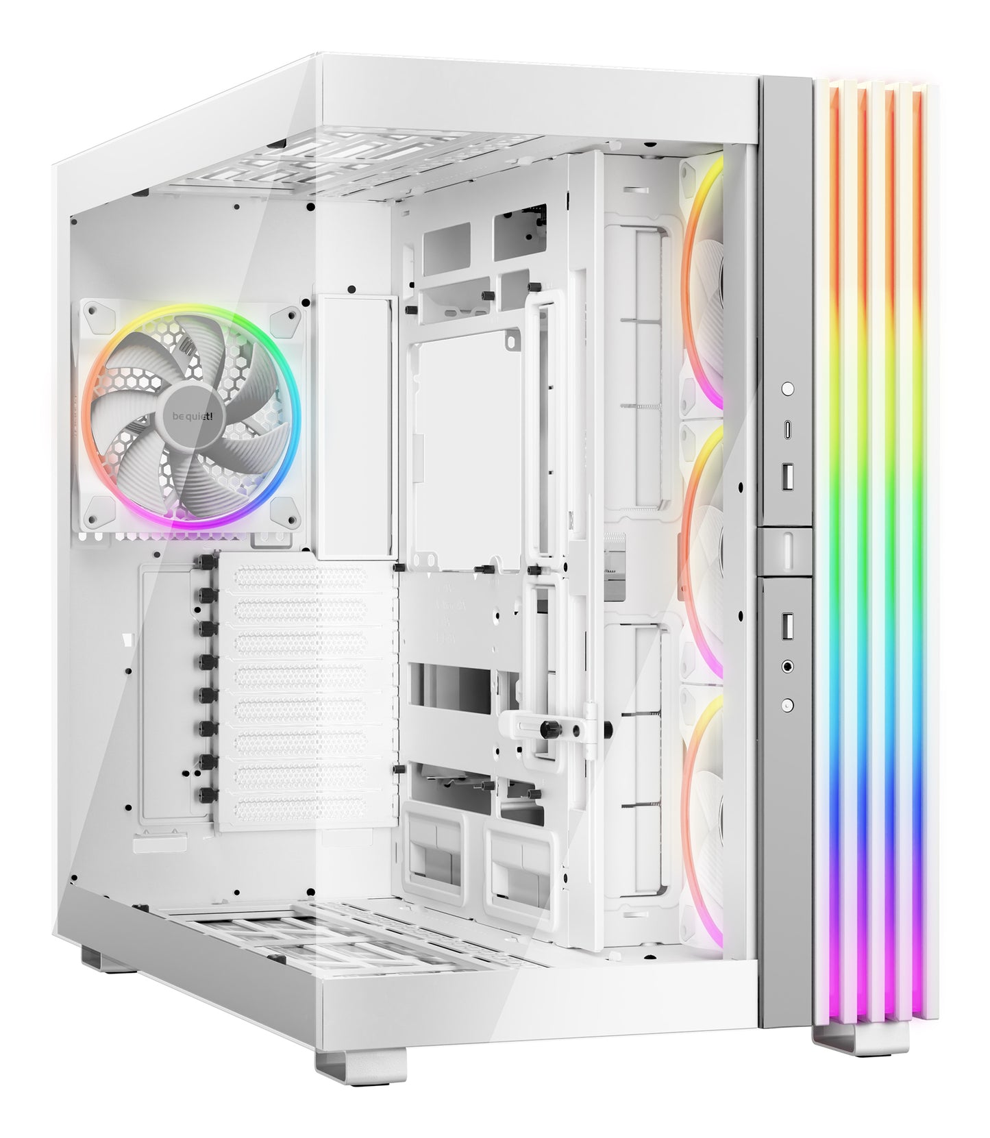 Be Quiet! Light Base 900 FX ARGB Gaming Case w/ Glass Front & Side, E-ATX, Invertible, 4x ARGB Fans, 3M ARGB Strip & Controller, USB-C, Asus BTF Compatible, White