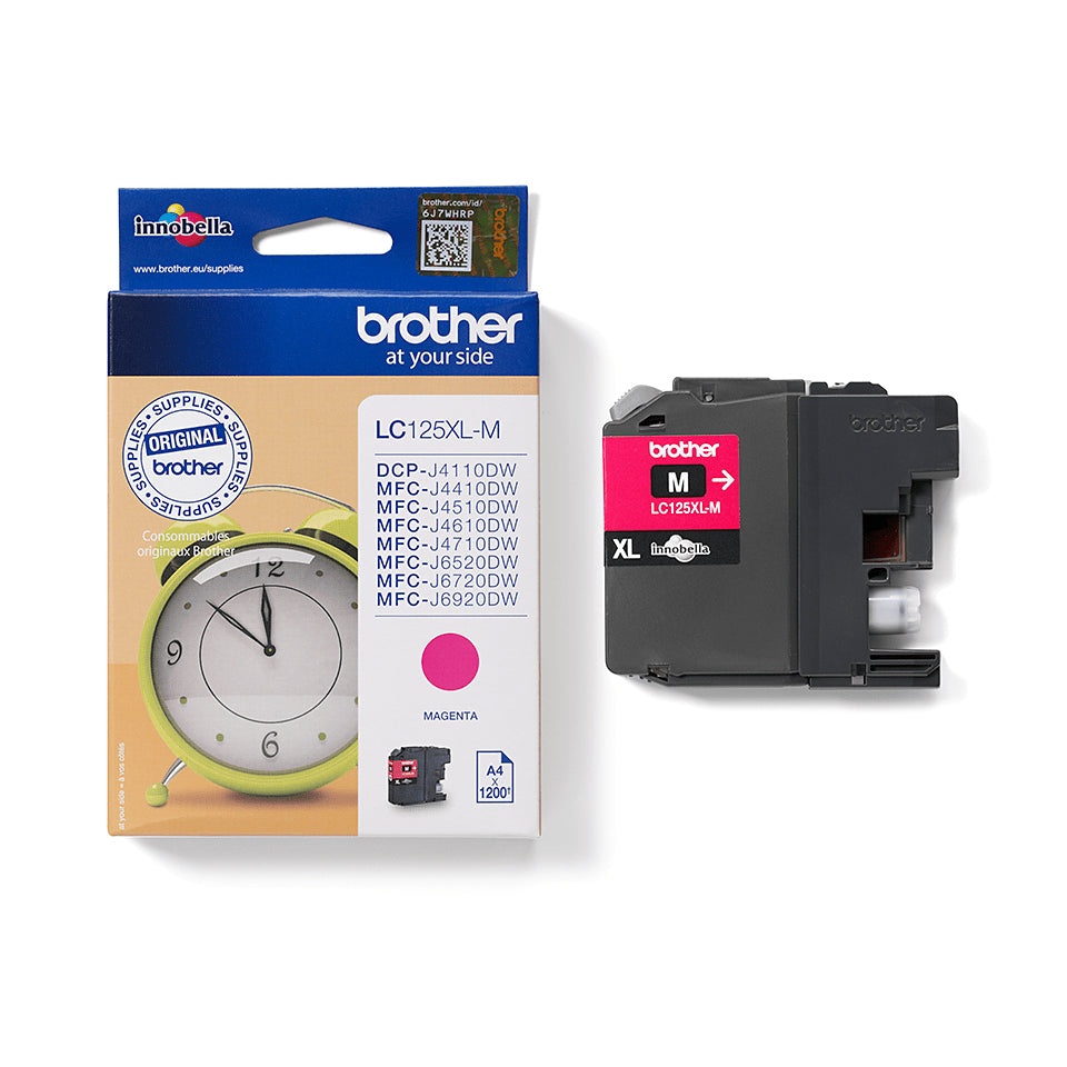Brother LC-125XLM Genuine Magenta High-Yield Ink Cartridge, 1,200 Pages, image 4