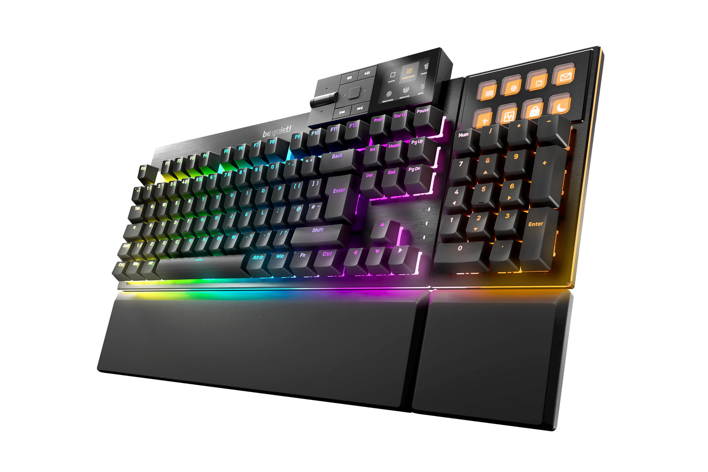 Be Quiet! Dark Mount Silent Tactile RGB Mechanical Modular Keyboard, Hot-Swappable Numpad & Media Dock, Customisable Display Keys, Sound-Proofing, Black