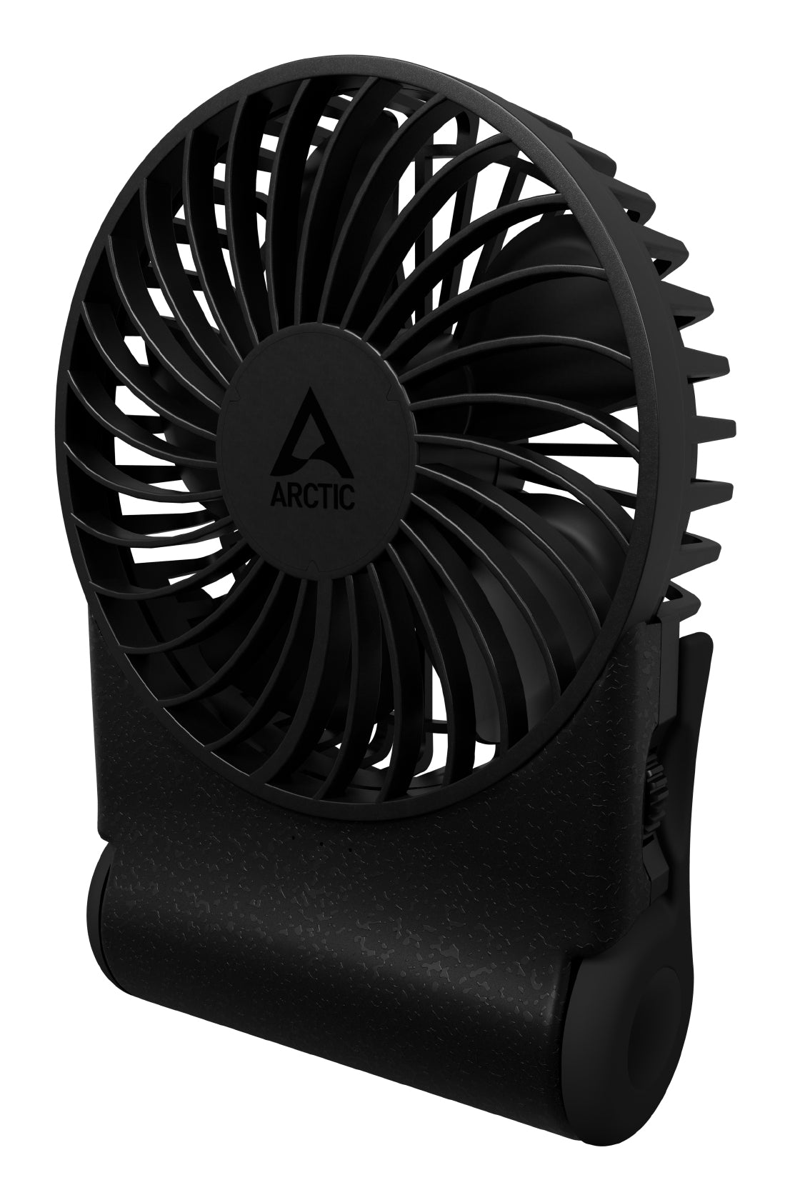 ARCTIC Summair 2Go Powerful Handheld Fan, Up to 77 Hours of Battery, Ergonomic Handle with Fold-Out Stand, Black