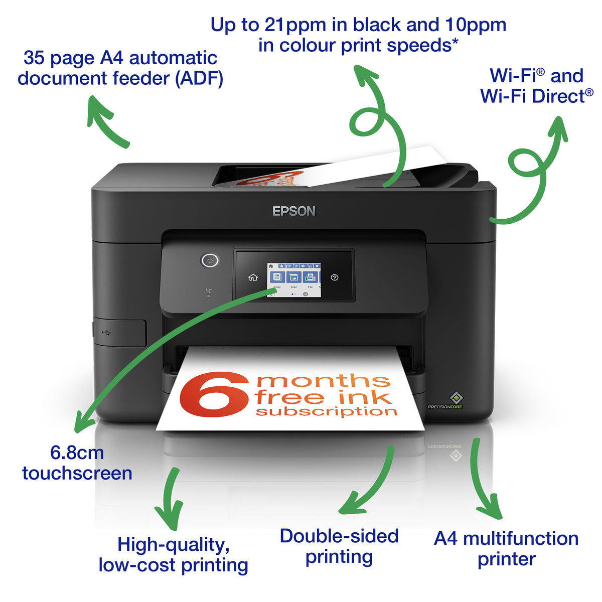Epson WorkForce Pro WF-3820DWF A4 Colour Inkjet Multifunction Printer, 35ppm, Duplex, image 2