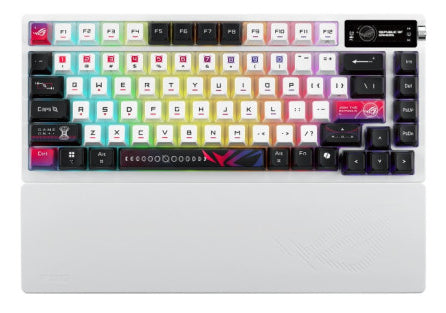 Asus ROG AZOTH X 75% Custom Mechanical RGB Gaming Keyboard, Wireless/Btooth/USB, NX Snow Switches, Dye-Sub & Translucent Keycaps, OLED Display, Control Knob, White