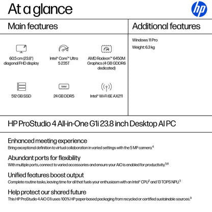 HP ProStudio 4 G1i 23.8 Desktop 23.8" All-in-One PC – Core Ultra 5 235T, 24GB, 512GB SSD, image 3