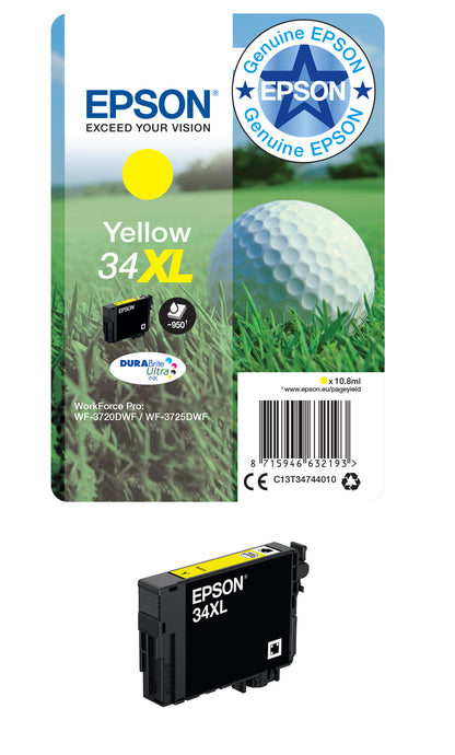 Epson 34XL Genuine Yellow High-Yield Ink Cartridge, 950 Pages, image 2
