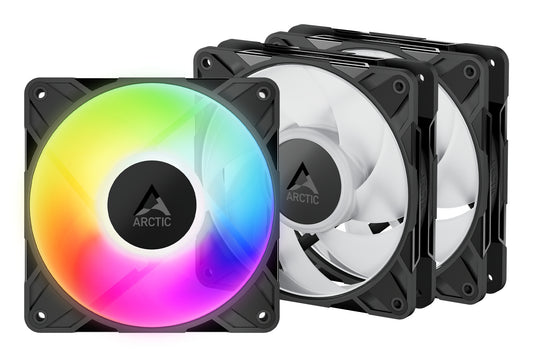 ARCTIC P12 Pro ARGB 120mm PWM Case Fans w/ Cable Splitters (3 Pack), Fluid Dynamic Bearing, 600-3000 RPM, Black