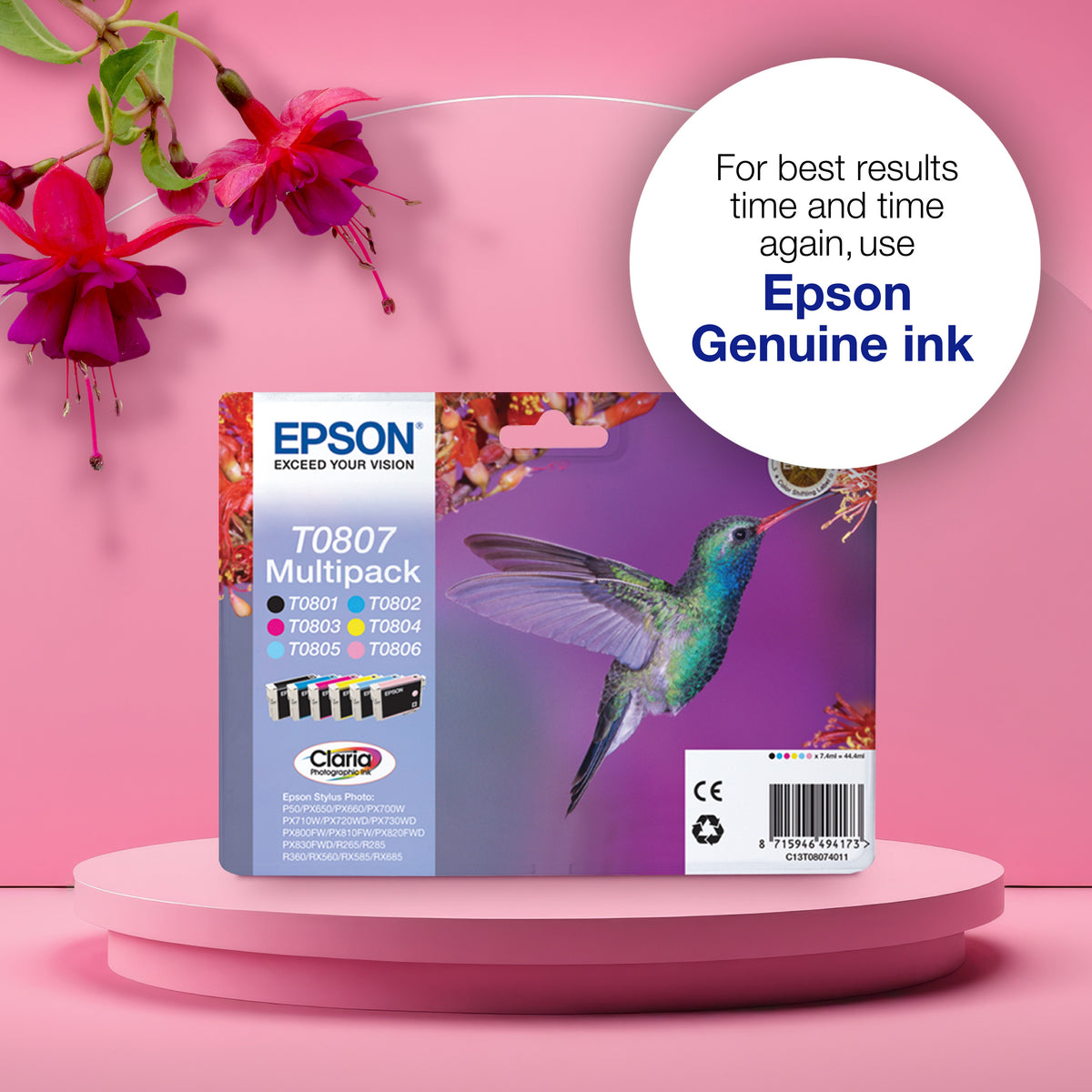 Epson T0805 Genuine Cyan Ink Cartridge, image 5