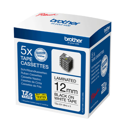 Brother TZe-231M5 Black on White Label Tape, 12mm x 8m, image 2