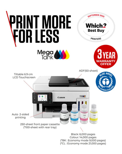 Canon MAXIFY GX6150 A4 Colour Inkjet Multifunction Printer, Duplex, Wi-Fi, image 2