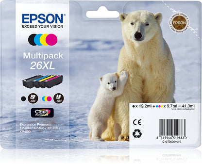 Epson 26XL Genuine 4-Colour High-Yield Ink Multipack