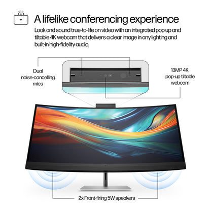 HP Series 7 Pro 39.7 inch 5K2K Conferencing Monitor-740pm 39.7" 5120x2160 IPS Monitor, 8Y2R2AA#ABU, image 6
