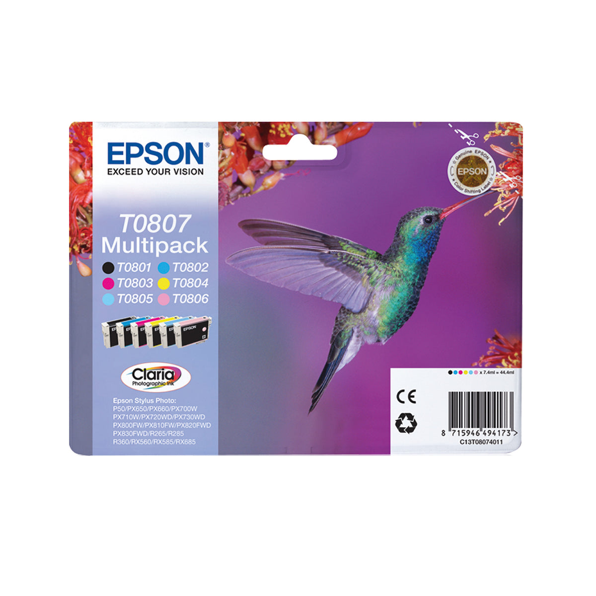 Epson T0805 Genuine Cyan Ink Cartridge, image 3