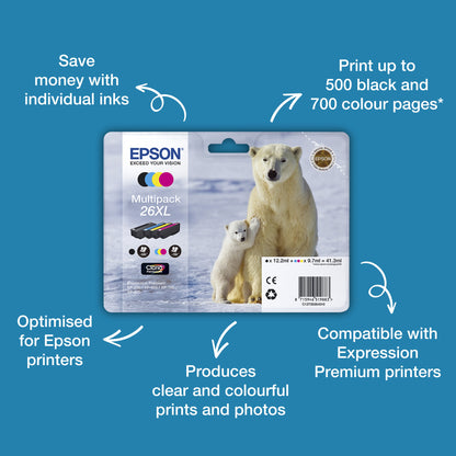 Epson 26 Genuine Cyan Ink Cartridge, 300 Pages, image 4
