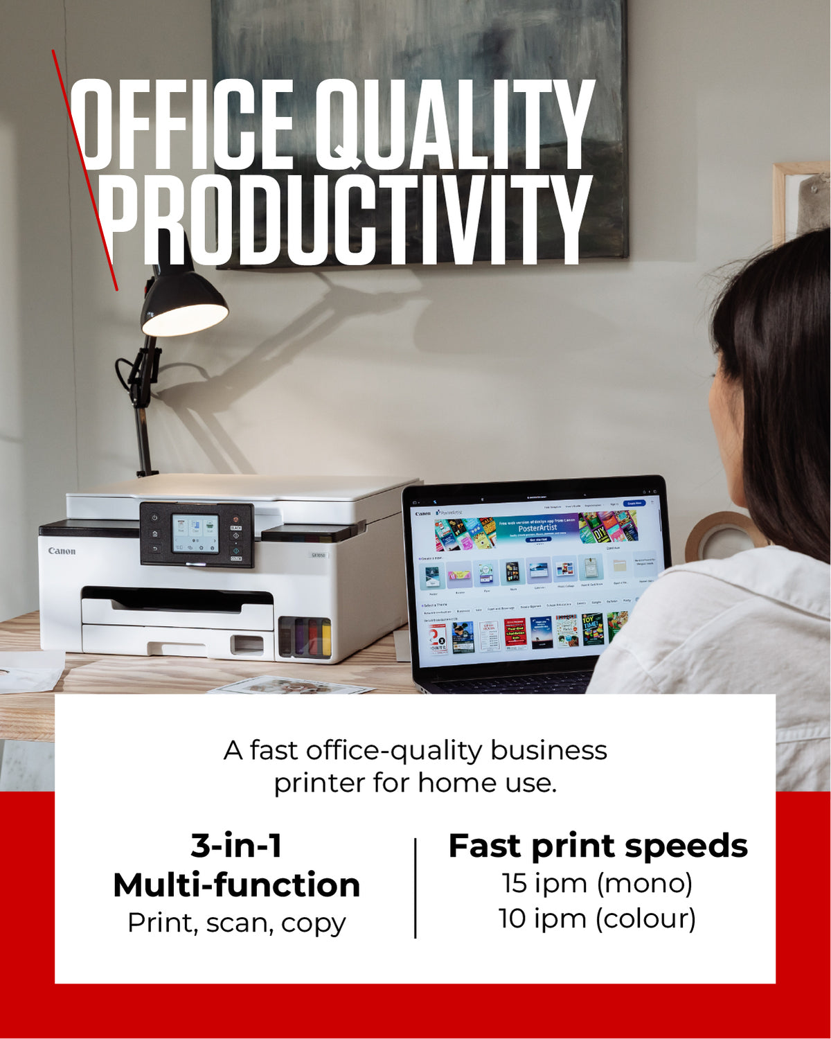 Canon MAXIFY GX2050 A4 Colour Inkjet Multifunction Printer, 9ppm, Duplex, Wi-Fi, image 3