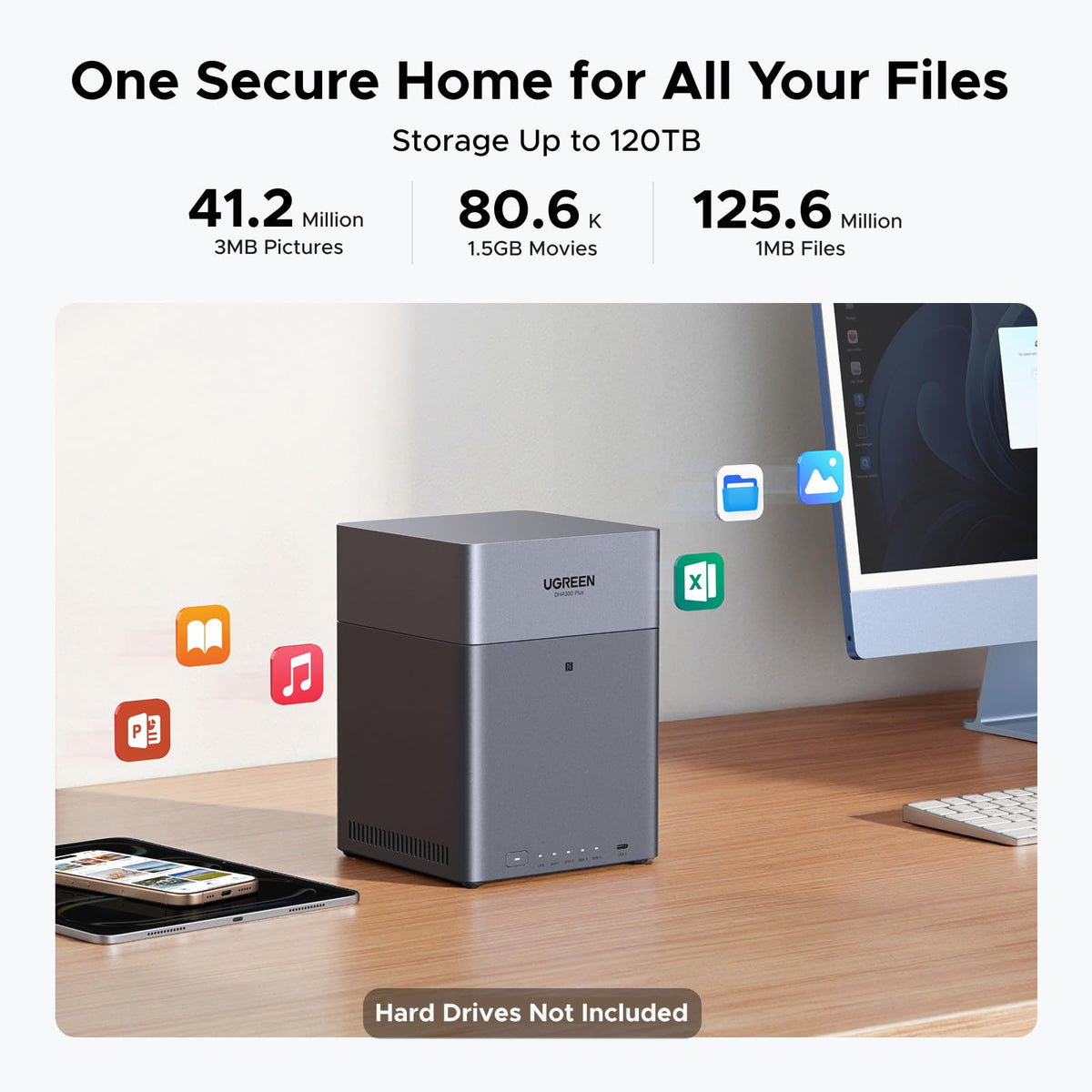 Ugreen DH4300 Plus NAS Mini Tower 8 GB LPPDDR4X UGOS Pro Grey, image 3