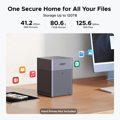 Ugreen DH4300 Plus NAS Mini Tower 8 GB LPPDDR4X UGOS Pro Grey, image 3