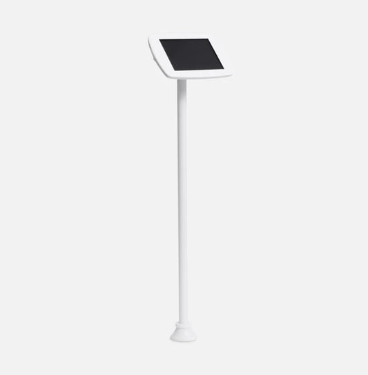 Bouncepad Original Floorstanding Slim with USB Cable | Exposed Front Camera and Home Button | White | Samsung Galaxy Tab A9 and A11 8.7 Inch (2023 - 2025)