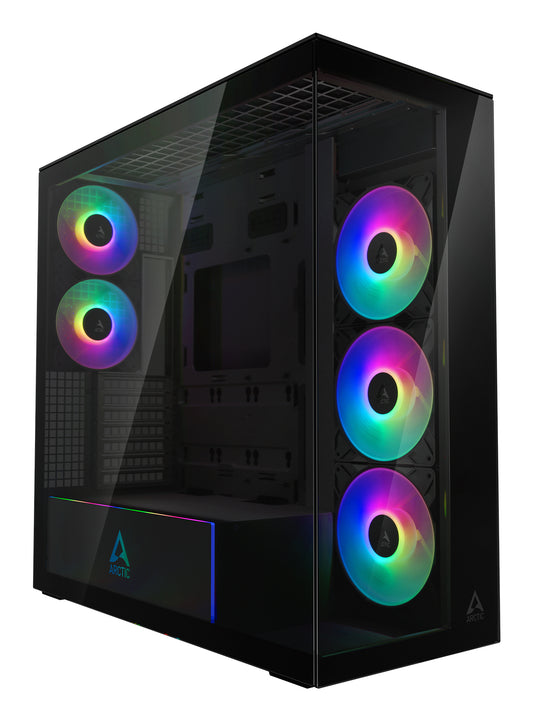 ARCTIC Xtender (Mirror Black) Case w/ Mirror Glass Side and Front, E-ATX, 5x ARGB Fans, ARGB PSU Shroud, Mesh Airflow, USB-C 10Gbps