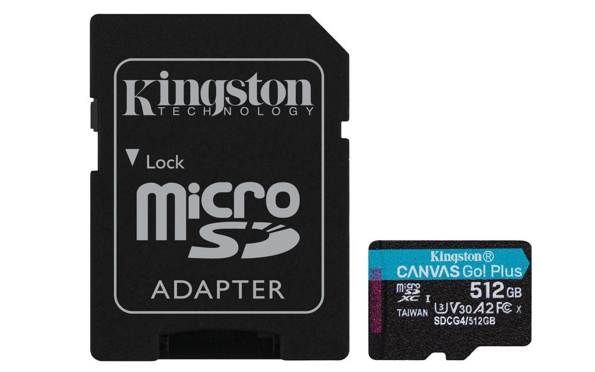 Kingston 512GB microSDXC Canvas Go Plus Gen4 200MB/s A2 U3 V30 Card + Adapter