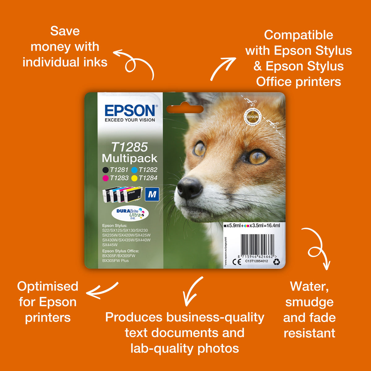 Epson T1282 Genuine Cyan Ink Cartridge, 260 Pages, image 4