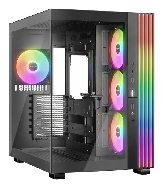 Be Quiet! Light Base 600 LX ARGB Gaming Case w/ Glass Front & Side, ATX, Invertible, 4x ARGB Fans, 1.33M ARGB Strip & Controller, USB-C, Asus BTF Compatible, Black