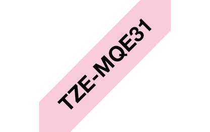 Brother TZe-MQE31 Black on Pink Label Tape, 12mm x 8m