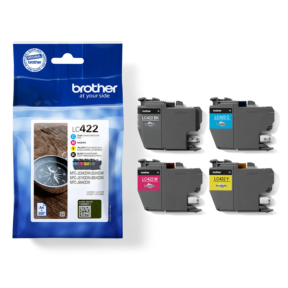 Brother LC-422 Genuine 4-Colour Ink Multipack, 550 Pages, image 2