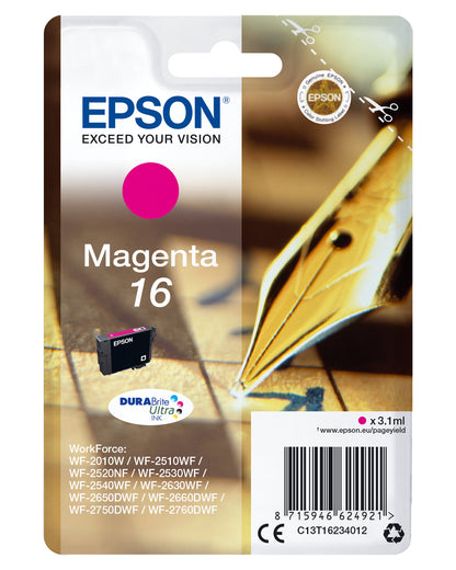 Epson 16 Genuine Magenta Ink Cartridge, 165 Pages