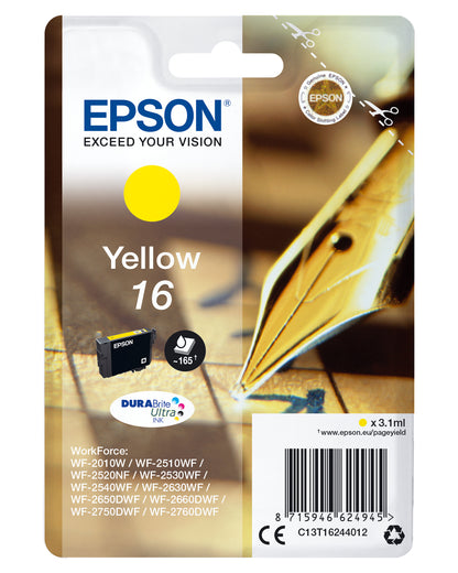 Epson 16 Genuine Yellow Ink Cartridge, 165 Pages
