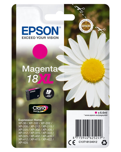 Epson 18XL Genuine Magenta High-Yield Ink Cartridge, 450 Pages