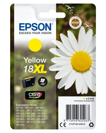 Epson 18XL Genuine Yellow High-Yield Ink Cartridge, 450 Pages
