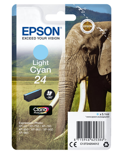 Epson 24 Genuine Cyan Ink Cartridge, 360 Pages