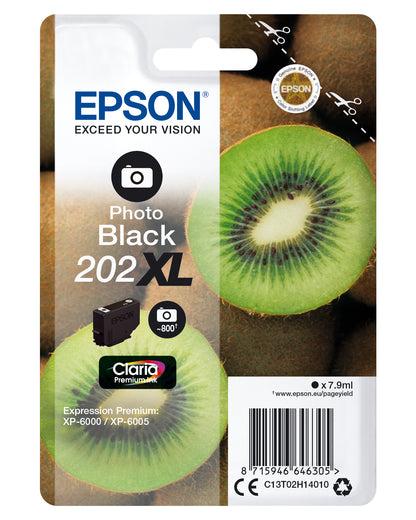 Epson 202XL Genuine Black High-Yield Ink Cartridge, 800 Pages